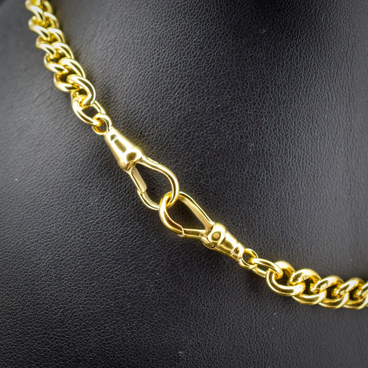 Antique 14.75" Gold on Sterling Silver Curb Albert Watch Chain T-bar Necklace