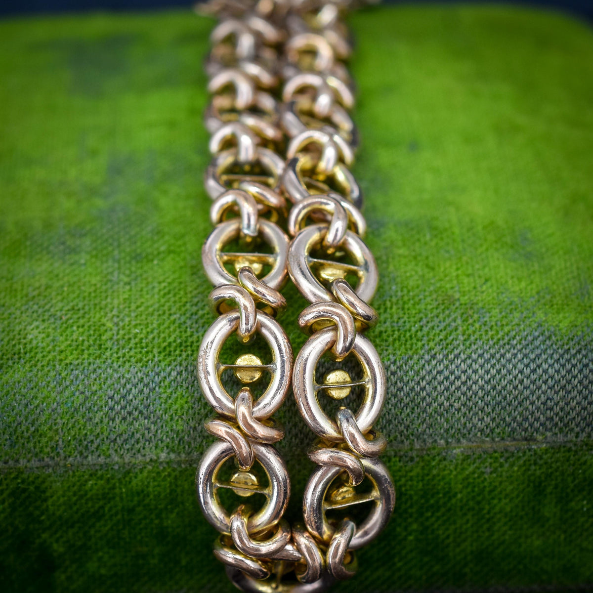 Antique Pearl and Turquoise Rolled Gold Heart Padlock Bracelet