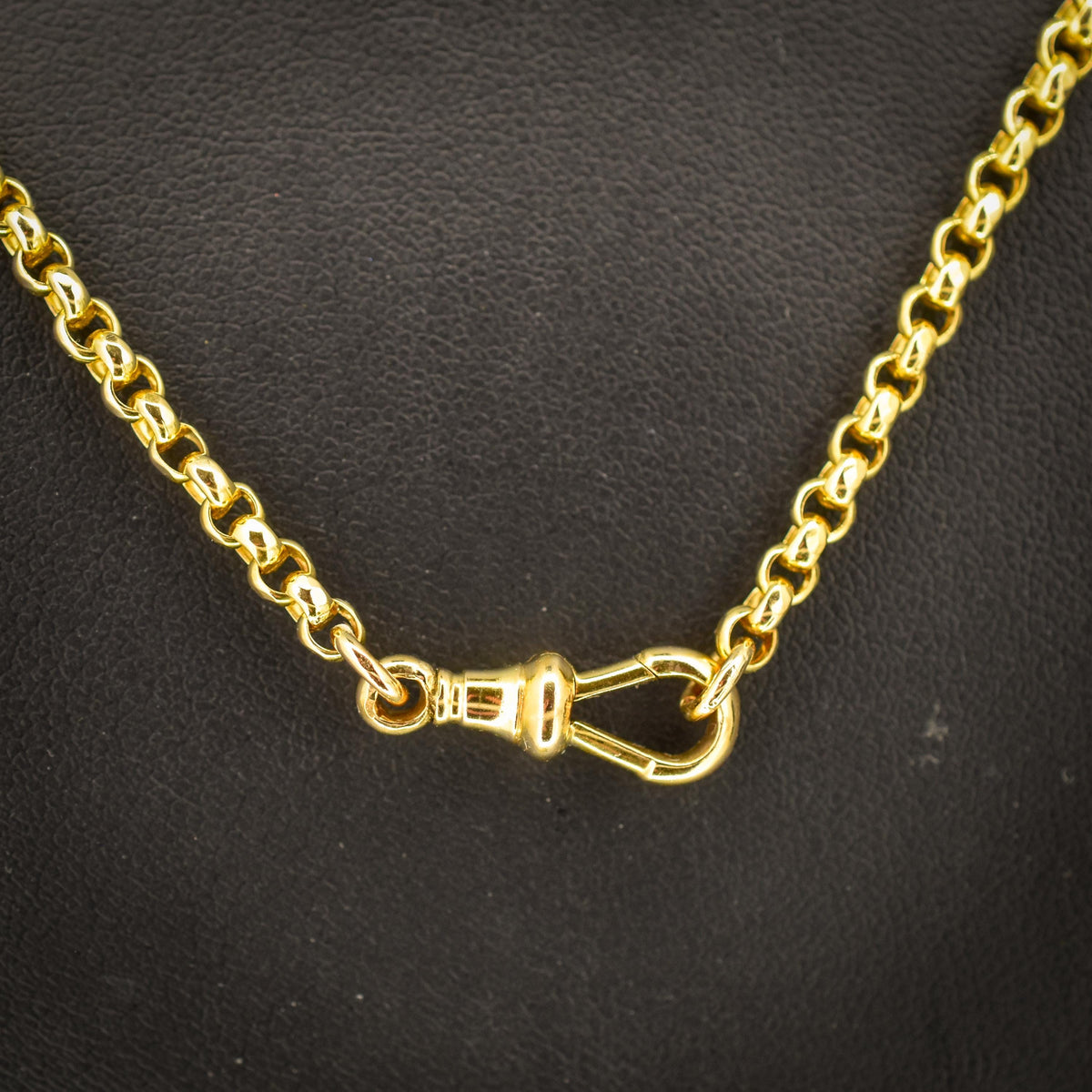 Antique Victorian 9ct Yellow Gold Faceted Belcher Link Chain Necklace with Dog Clip | 18.7"