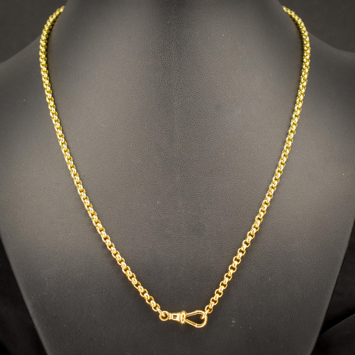 Antique Victorian 9ct Yellow Gold Faceted Belcher Link Chain Necklace with Dog Clip | 18.7"