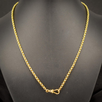 Antique Victorian 9ct Yellow Gold Faceted Belcher Link Chain Necklace with Dog Clip | 18.7"