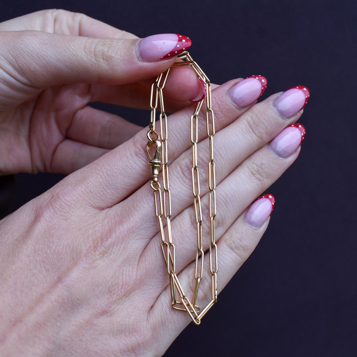 Antique 9ct Yellow Gold Paperlink Chain with Dog Clip | 16.75" Length