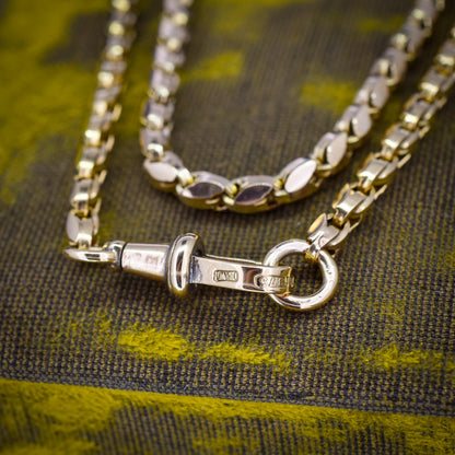Antique 9ct Yellow Gold Tulip Link Fancy Chain Necklace with Dog Clip | 19.5"