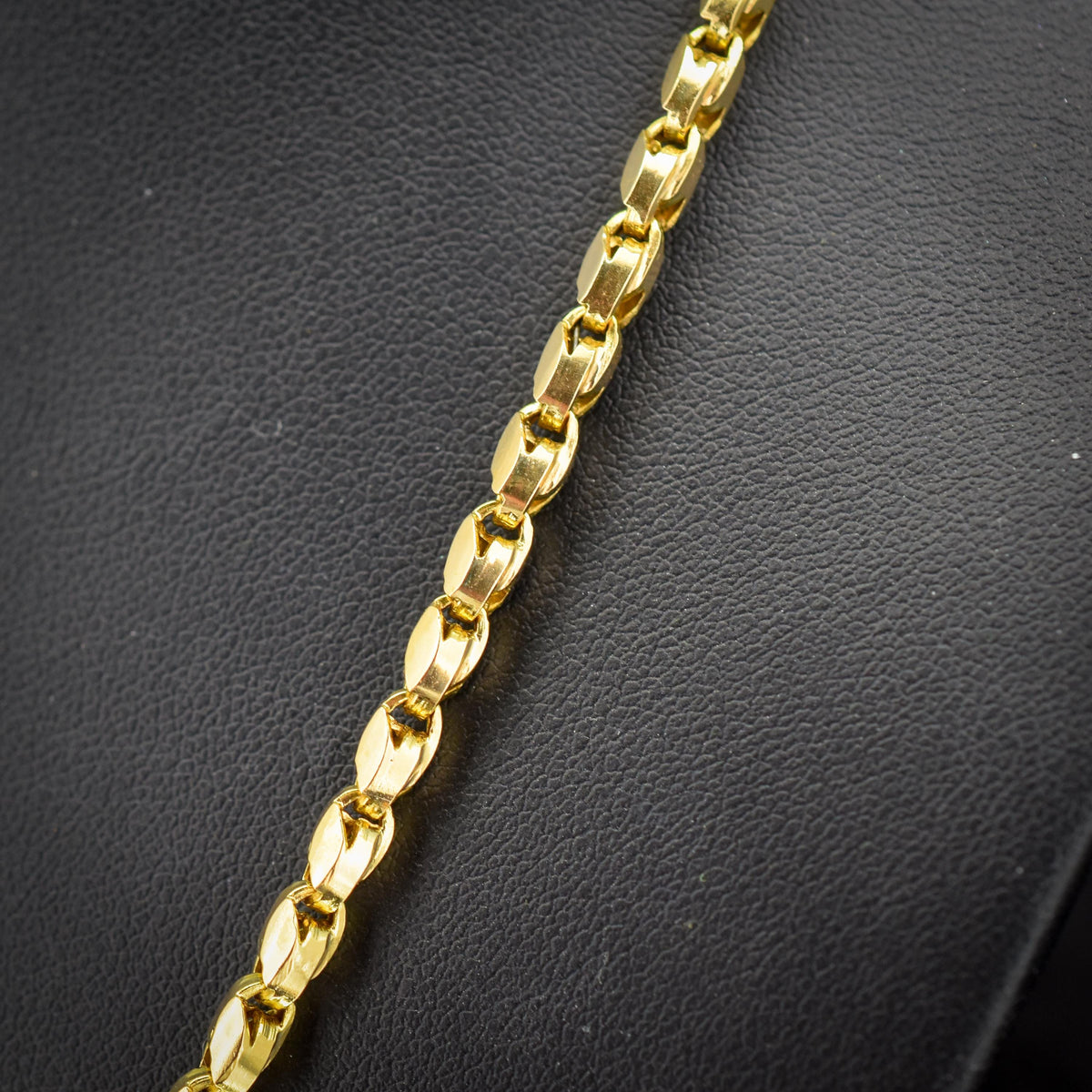 Antique 9ct Yellow Gold Tulip Link Fancy Chain Necklace with Dog Clip | 19.5"