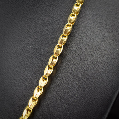 Antique 9ct Yellow Gold Tulip Link Fancy Chain Necklace with Dog Clip | 19.5"