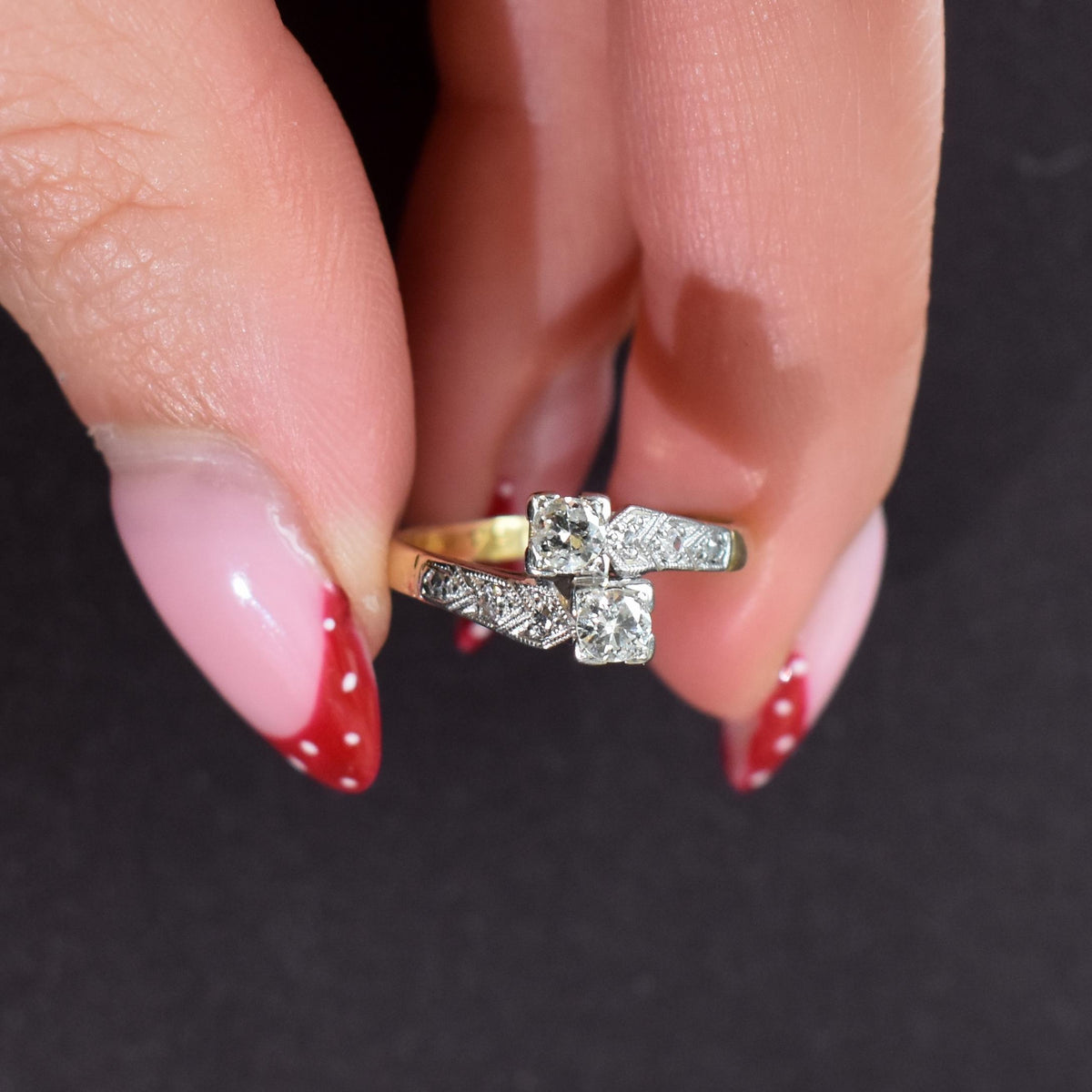 Antique Art Deco Diamond 'Toi Et Moi' Two Stone Twist 18ct Gold Engagement Ring