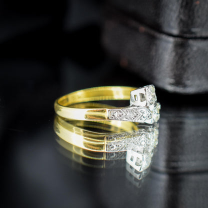 Antique Art Deco Diamond 'Toi Et Moi' Two Stone Twist 18ct Gold Engagement Ring