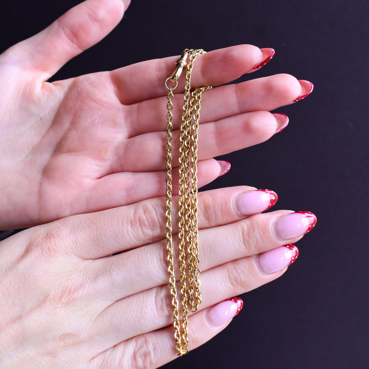 Antique 9ct Gold Love Knot Link Chain Necklace with Dog Clip | 20"