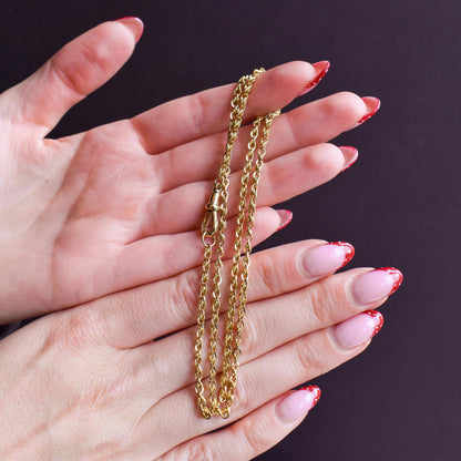Antique 9ct Gold Love Knot Link Chain Necklace with Dog Clip | 20"