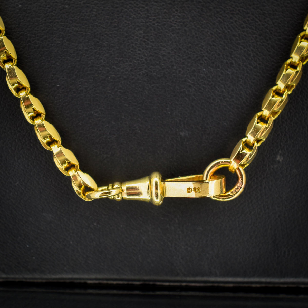 Antique 9ct Yellow Gold Tulip Link Fancy Chain Necklace with Dog Clip | 19.75"
