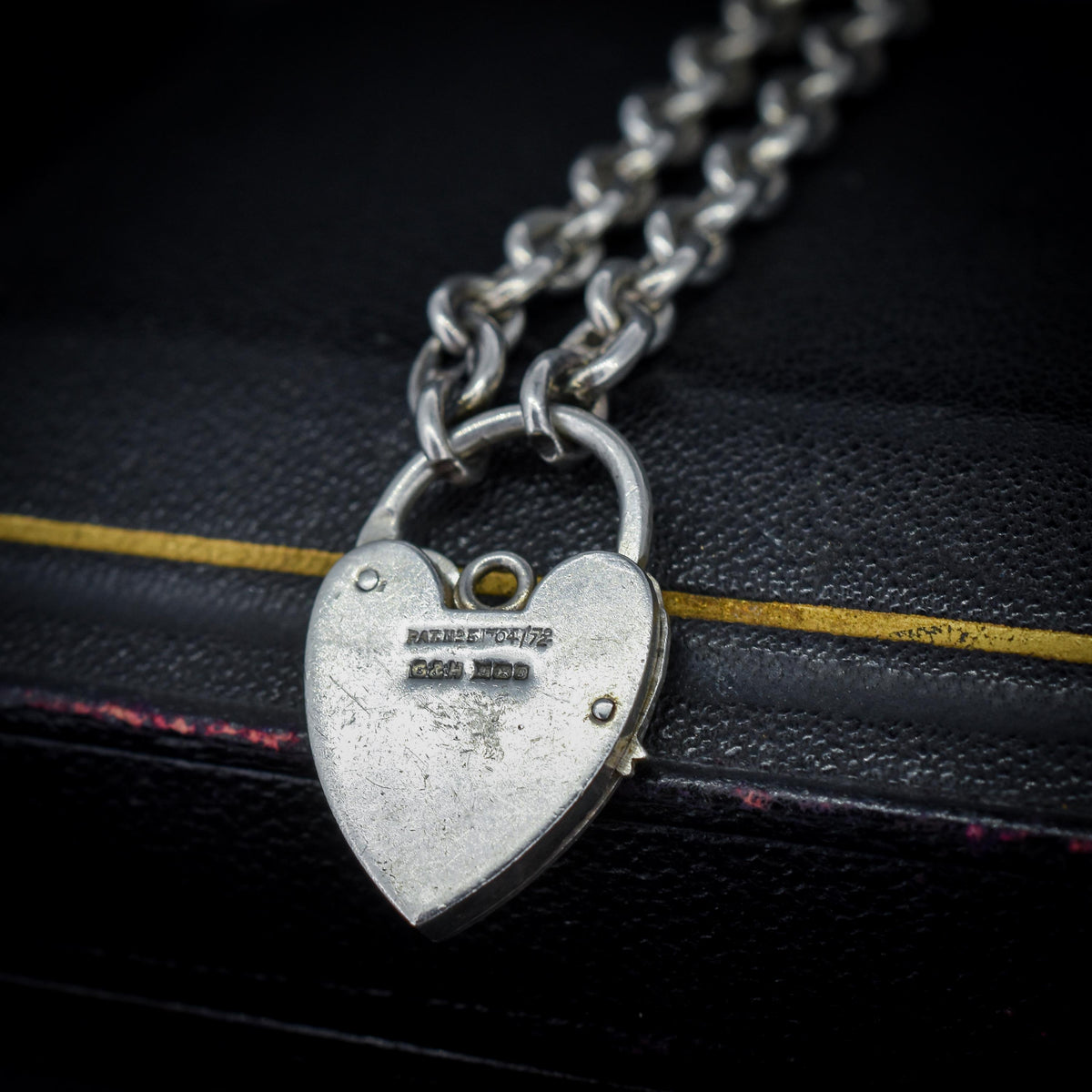 Vintage Mariner Link Sterling Silver Heart Padlock Bracelet
