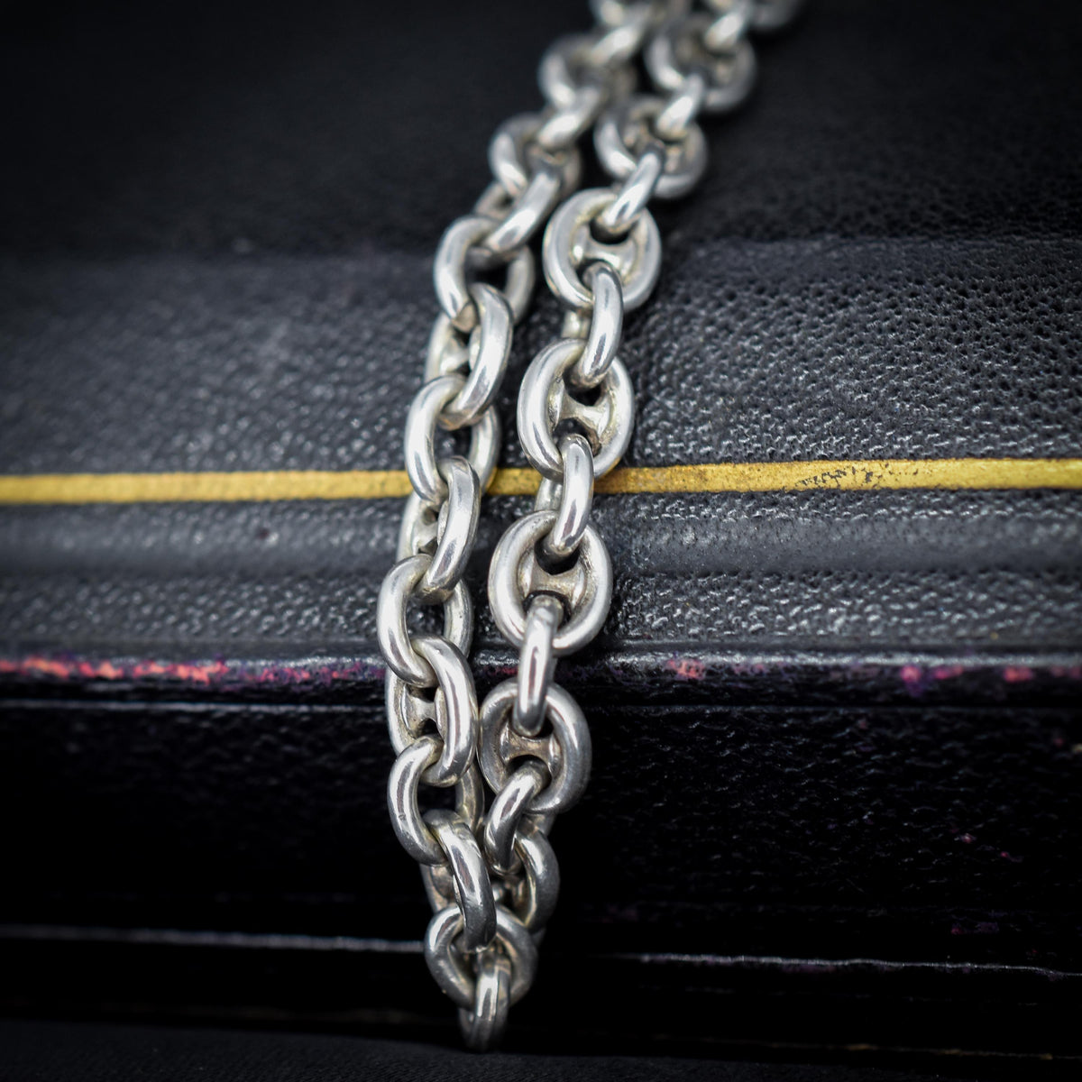 Vintage Mariner Link Sterling Silver Heart Padlock Bracelet