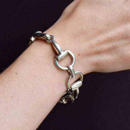Vintage Heavy Sterling Silver Horsebit Snaffle Bracelet | 7.5"