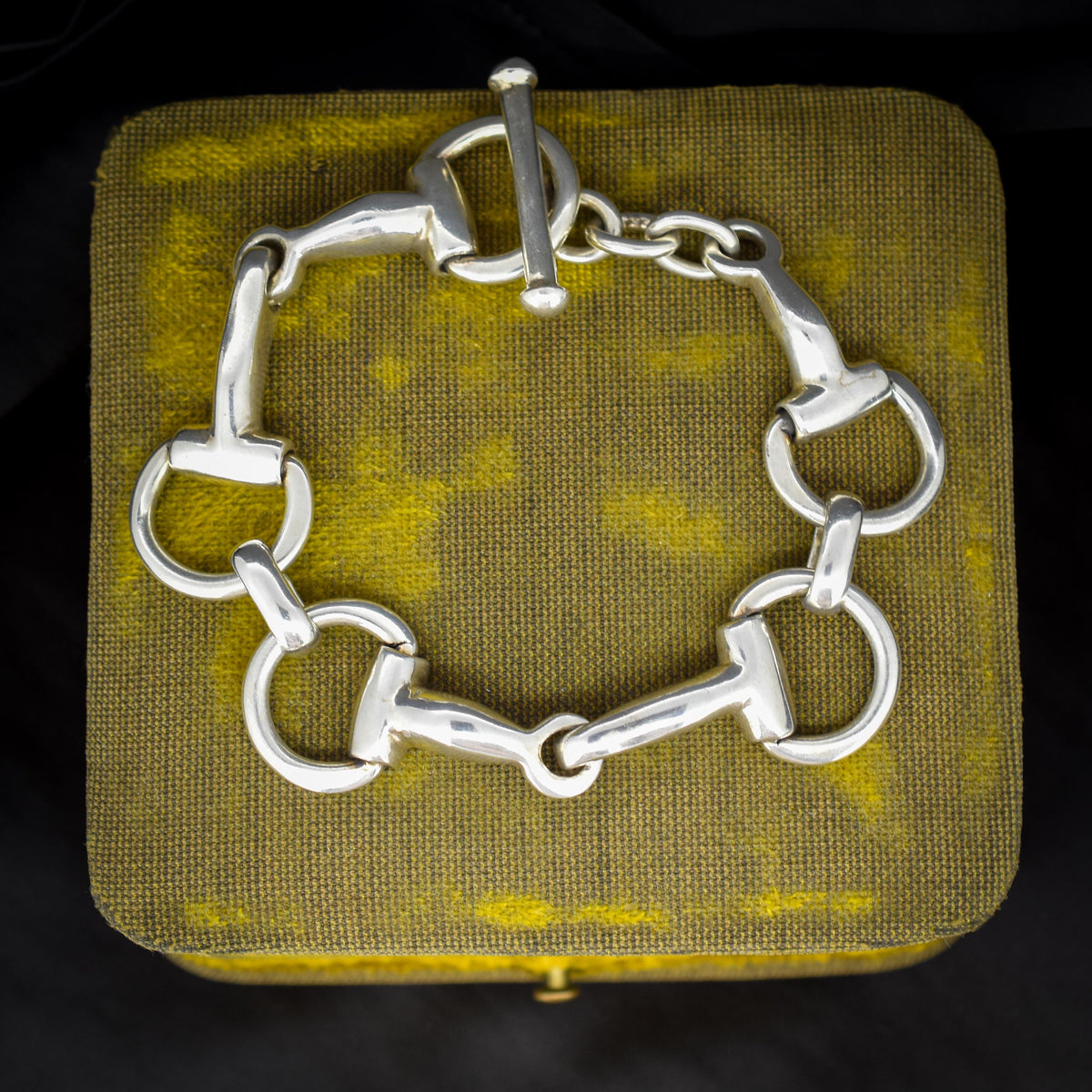 Vintage Heavy Sterling Silver Horsebit Snaffle Bracelet | 7.5"
