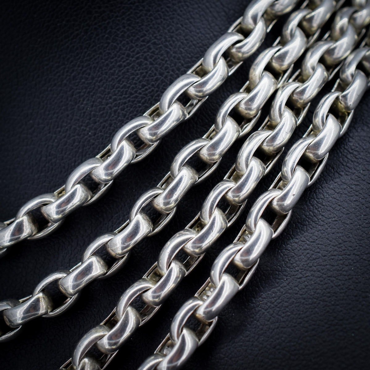 Antique 89g Silver Long Guard Chain Necklace with Dog Clip | 60" Length