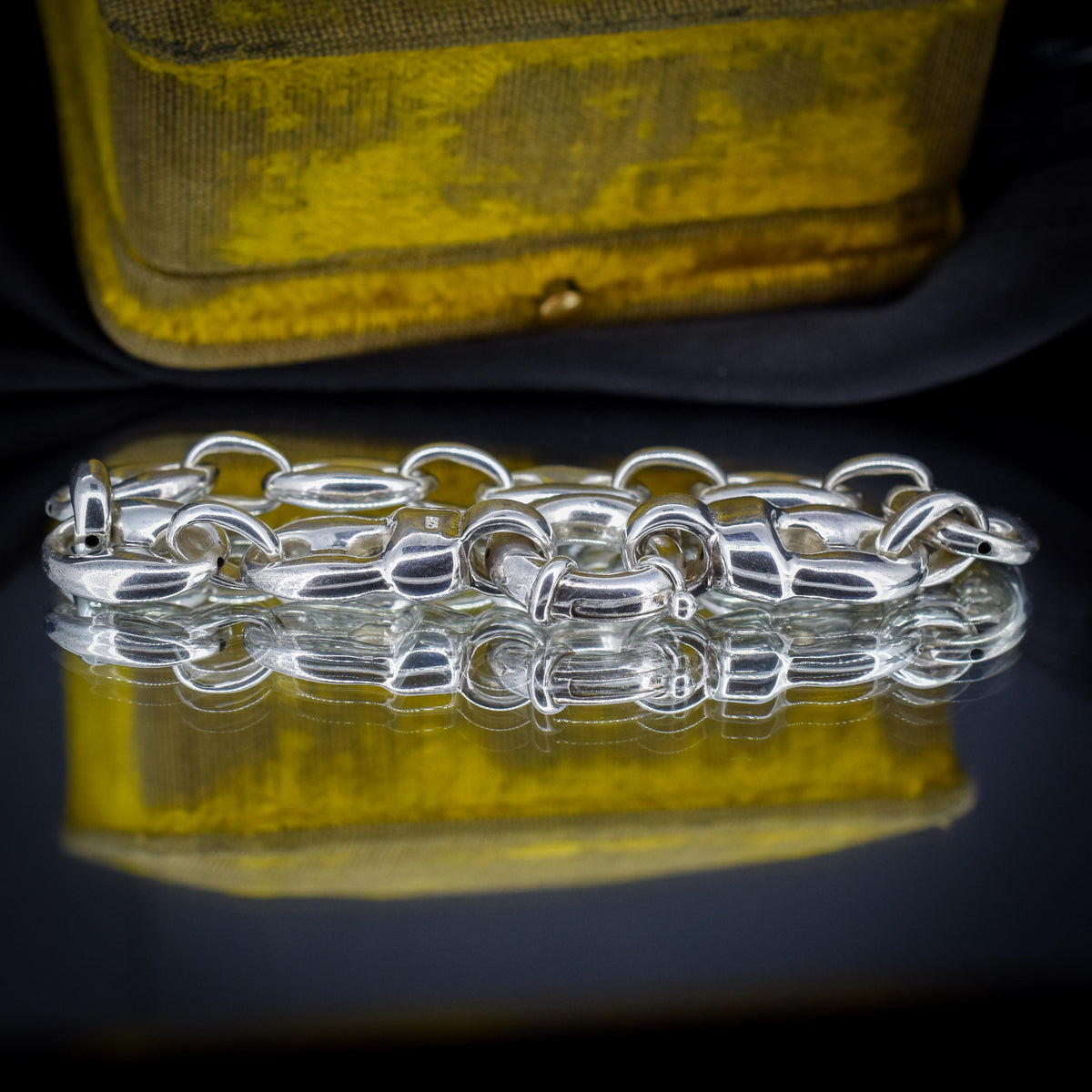 Vintage Sterling Silver Puffy Mariner Link Chain Bracelet | 7"