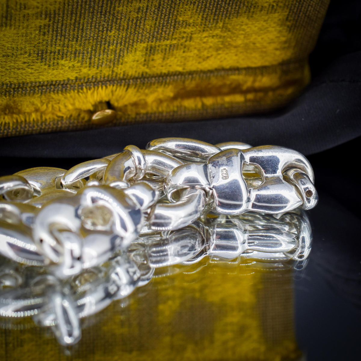Vintage Sterling Silver Puffy Mariner Link Chain Bracelet | 7"