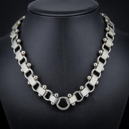 Antique Victorian Sterling Silver Chain Collar Necklace | 17.25"