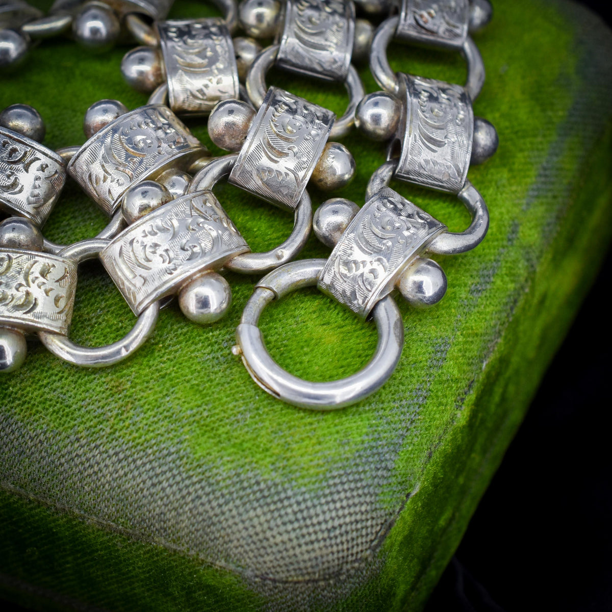 Antique Victorian Sterling Silver Chain Collar Necklace | 17.25"
