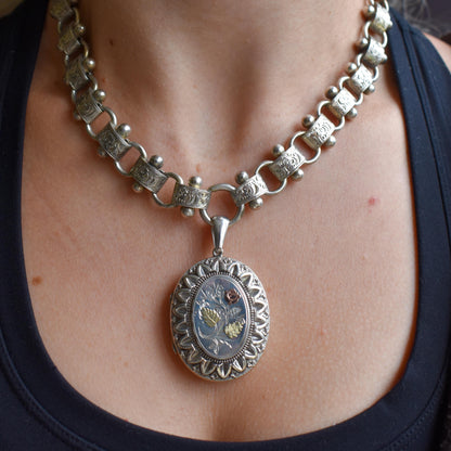 Antique Victorian Sterling Silver Chain Collar Necklace | 17.25"