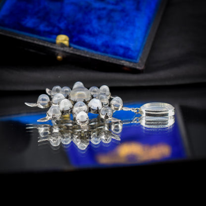 Antique Victorian Celestial Moonstone Star Silver Brooch Pin | 19.21ct