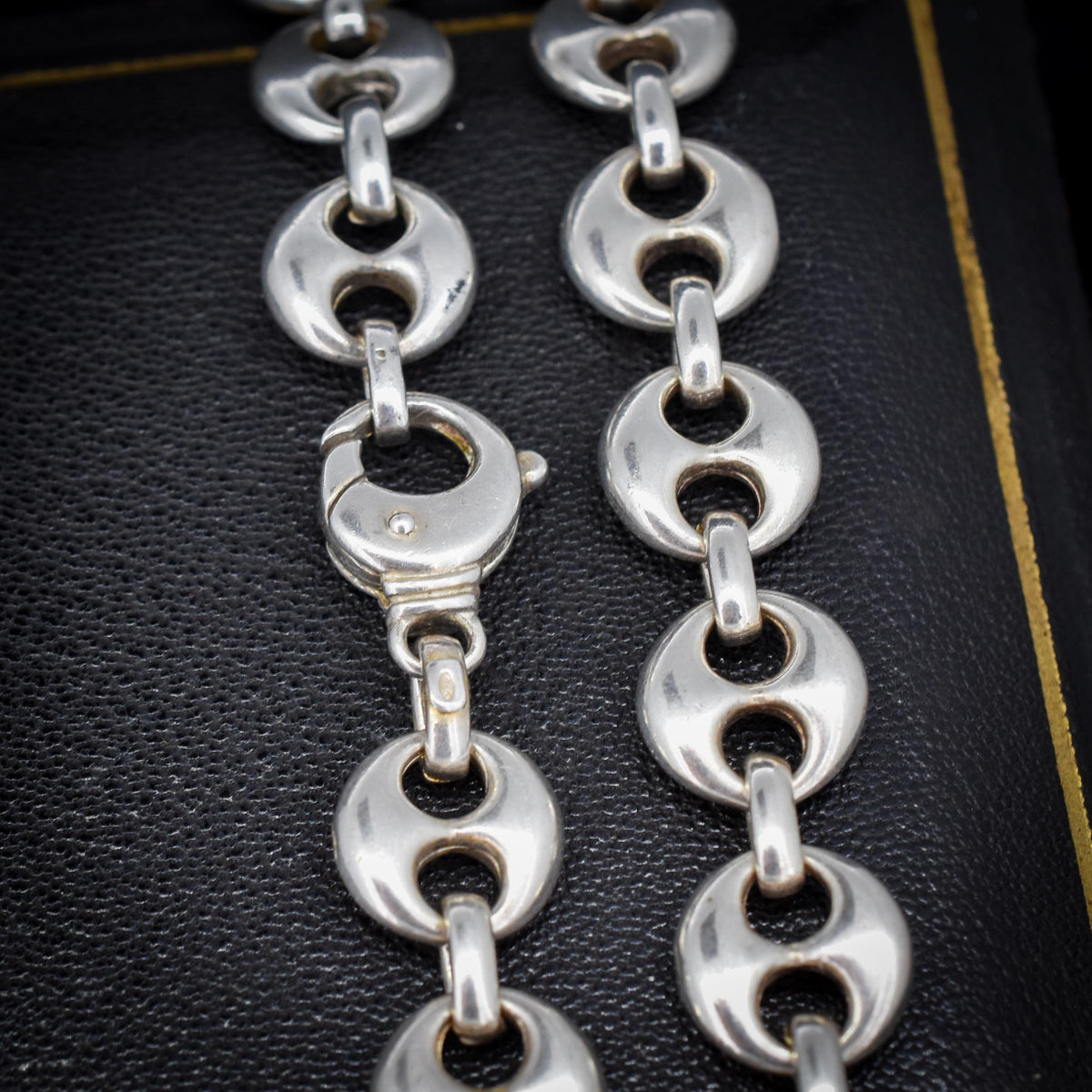 Vintage 75g Solid Sterling Silver Puffy Mariner Link Chain Necklace 15.5"