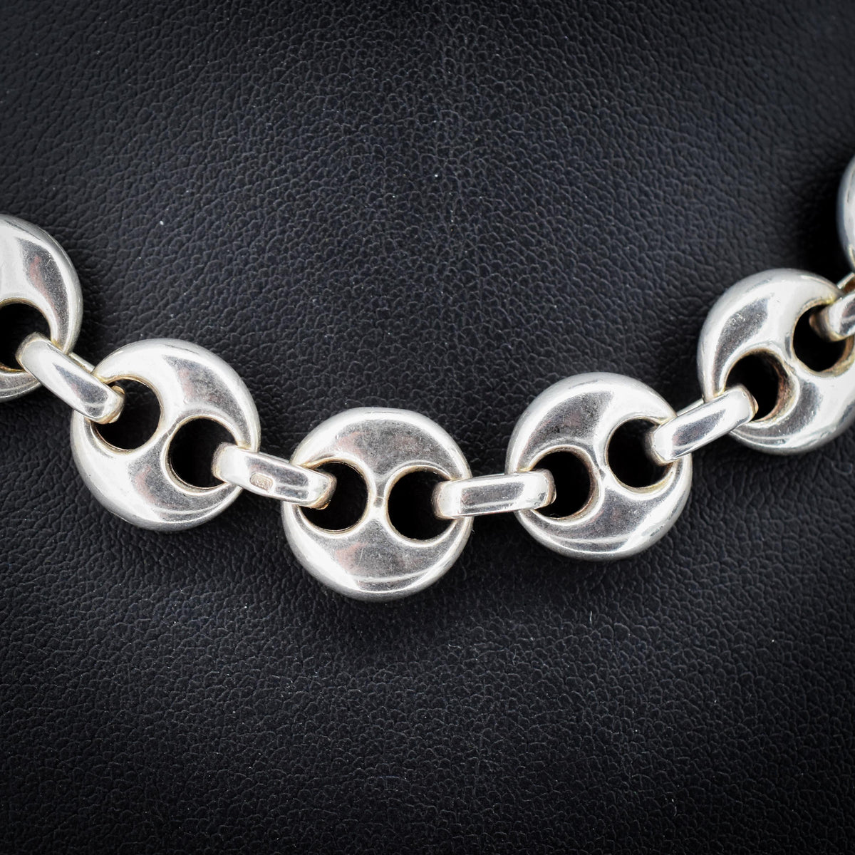 Vintage 75g Solid Sterling Silver Puffy Mariner Link Chain Necklace 15.5"