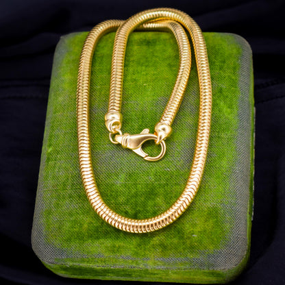 Vintage 18ct Gold on Silver Snake Link Chain Necklace | 16"