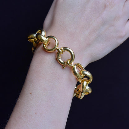 Vintage Gold on Sterling Silver Statement Rolo Link Chain Bracelet | 8.2"