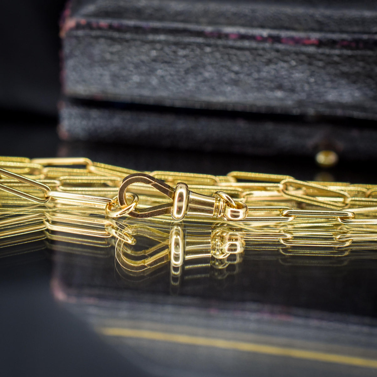 Antique 9ct Yellow Gold Paperlink Chain with Dog Clip | 17" Length