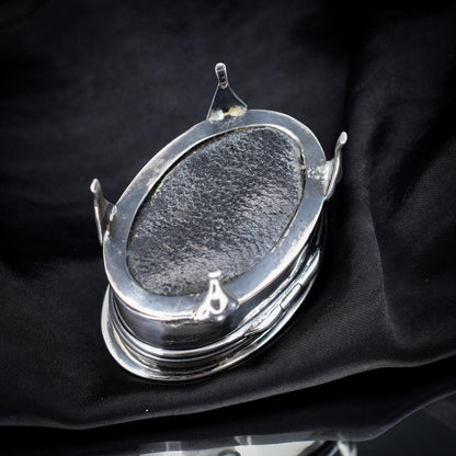 Antique Oval Patterned Trinket Jewellery Ring Box - Red Interior - Dated 1916
