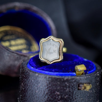 Antique 'Dove of Peace' Bird Chalcedony Intaglio Fob Seal Charm