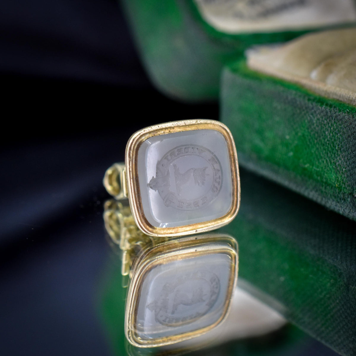 Antique Chalcedony Intaglio Gold Cased Ornate Fob Seal Pendant | Victorian