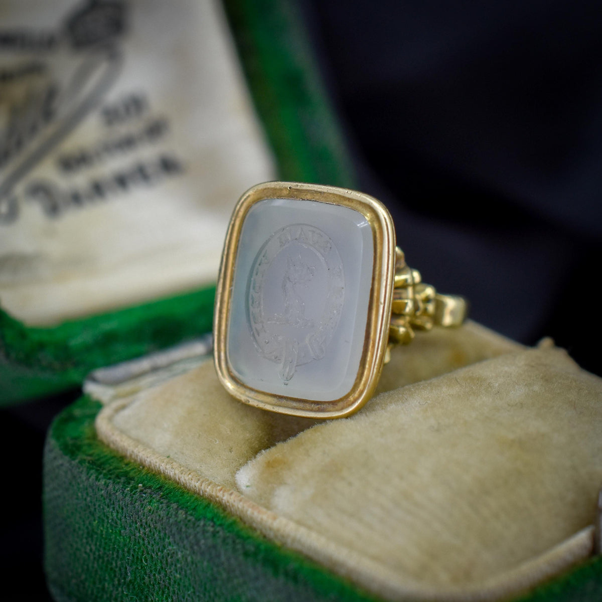 Antique Chalcedony Intaglio Gold Cased Ornate Fob Seal Pendant | Victorian