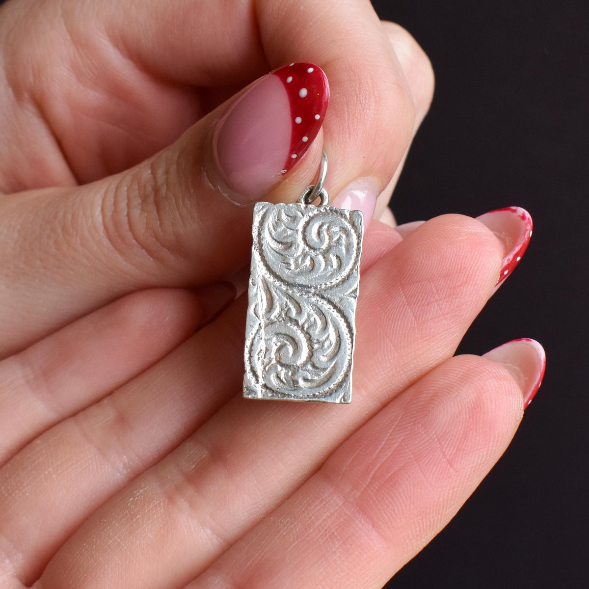 Vintage Sterling Silver Engraved Bar Ingot Pendant | Birmingham 1977