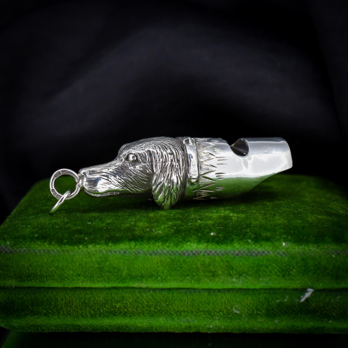 Vintage Sterling Silver Novelty Gun Dog Whistle Pendant