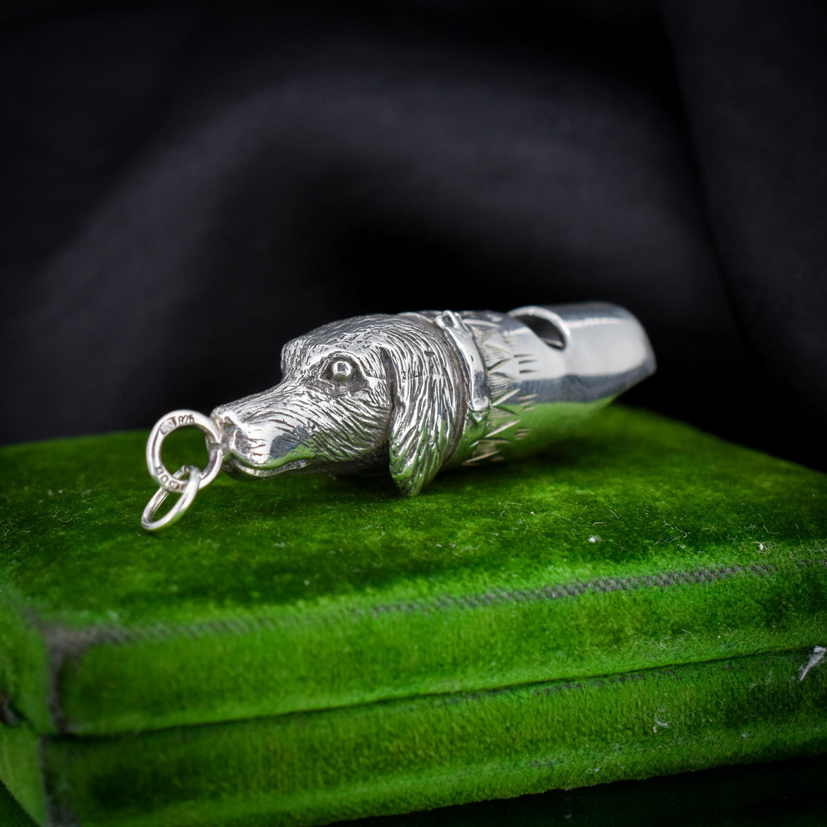 Vintage Sterling Silver Novelty Gun Dog Whistle Pendant