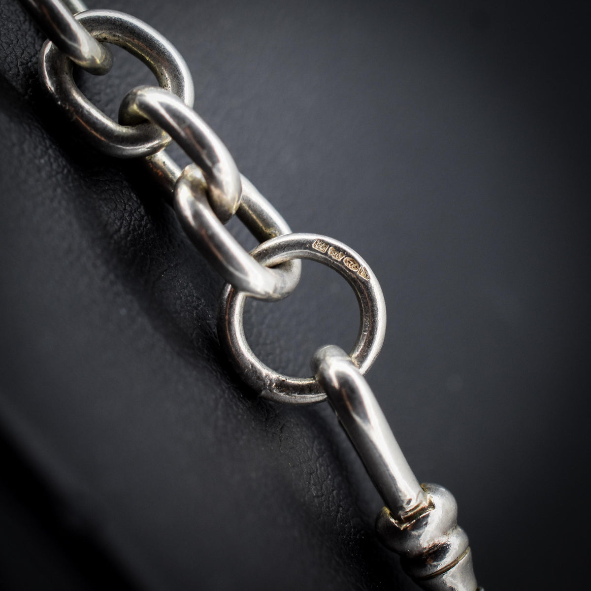 Vintage Sterling Silver Trombone Chain Necklace with a Dog Clip and T-bar | 18.5"