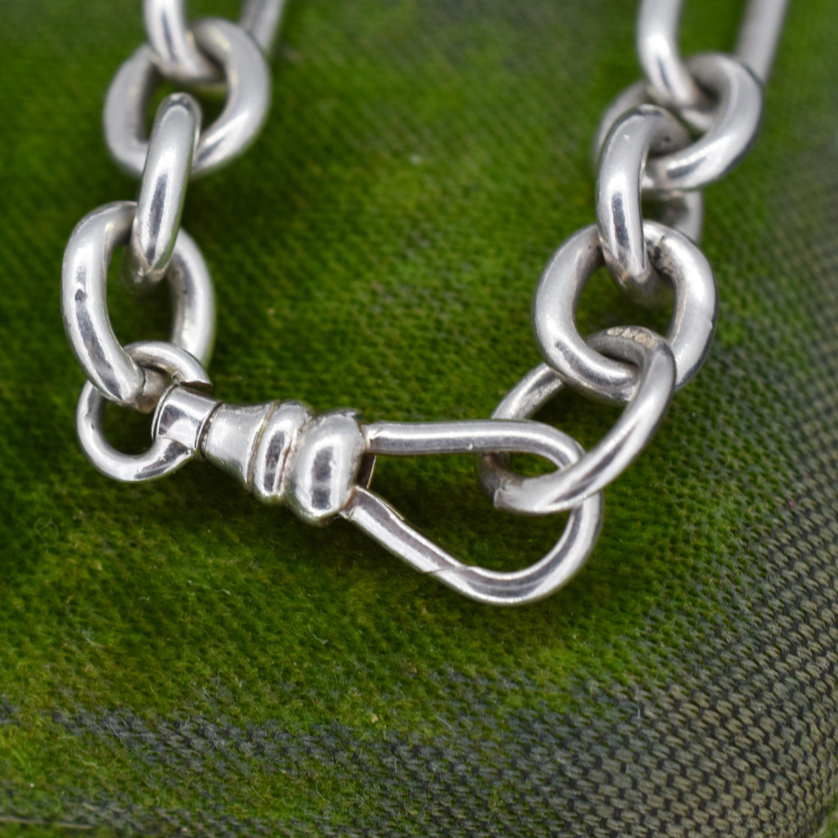 Vintage Sterling Silver Trombone Chain Necklace with a Dog Clip and T-bar | 18.5"