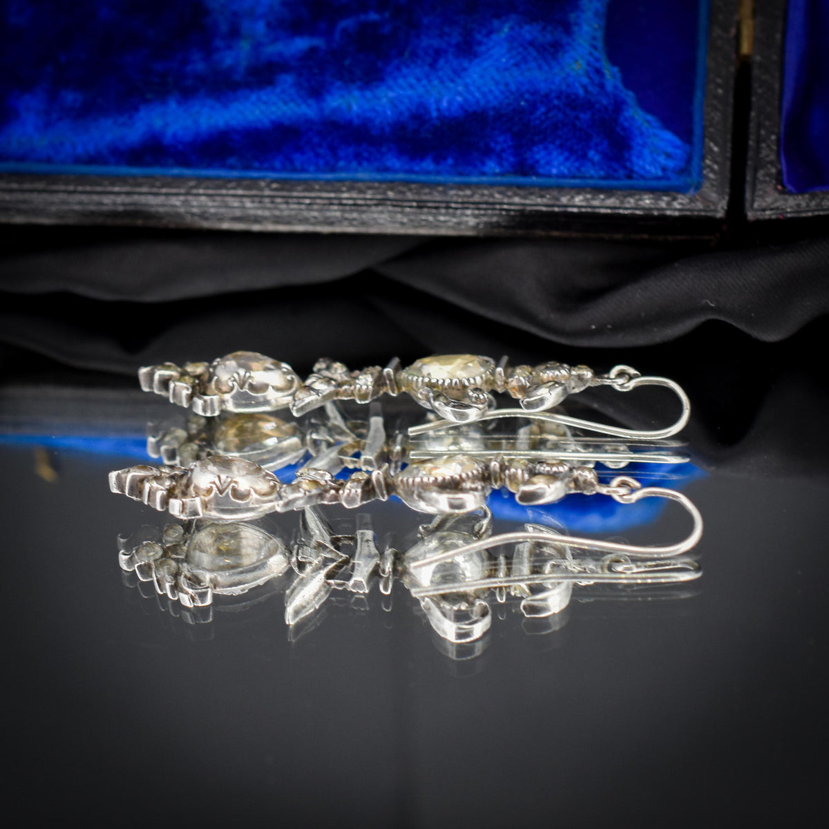 Antique Georgian Rock Crystal Silver Drop Earrings