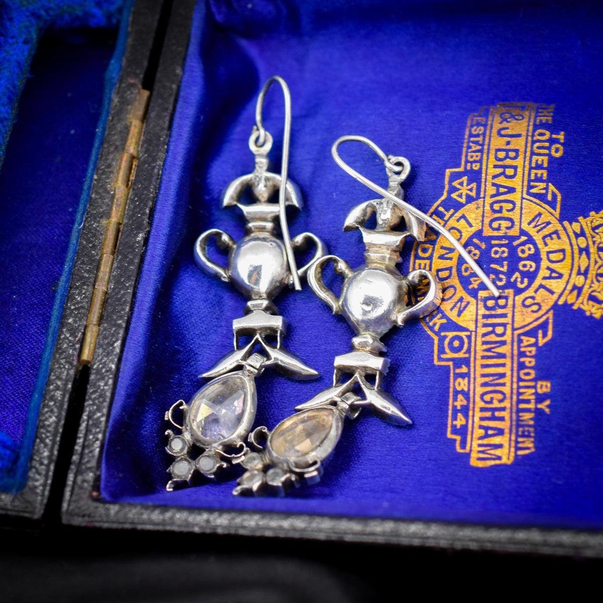 Antique Georgian Rock Crystal Silver Drop Earrings