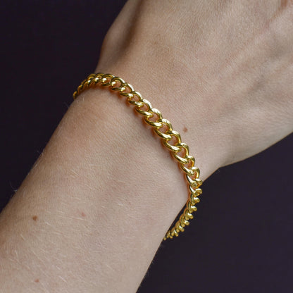 Antique Graduated Curb Gold on Silver Bracelet with Heart Padlock | 7"