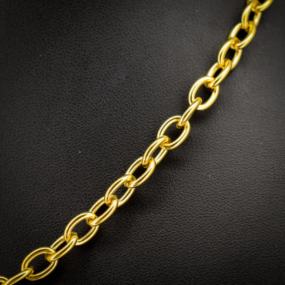 Vintage 18ct Gold on Silver Cable Link Watch Chain Necklace with T-Bar and Dog Clips – 16.75"