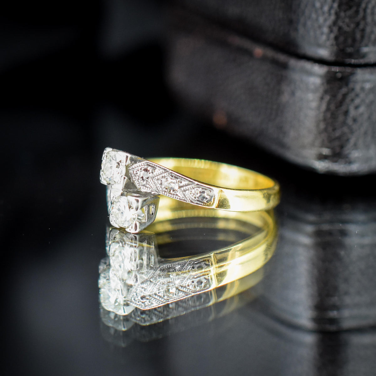 Antique Art Deco Diamond 'Toi Et Moi' Two Stone Twist 18ct Gold Engagement Ring