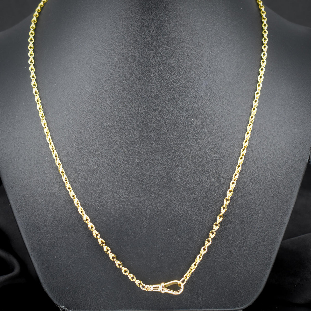 Antique 9ct Gold Love Knot Link Chain Necklace with Dog Clip | 20"