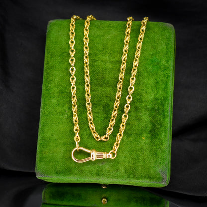 Antique 9ct Gold Love Knot Link Chain Necklace with Dog Clip | 20"