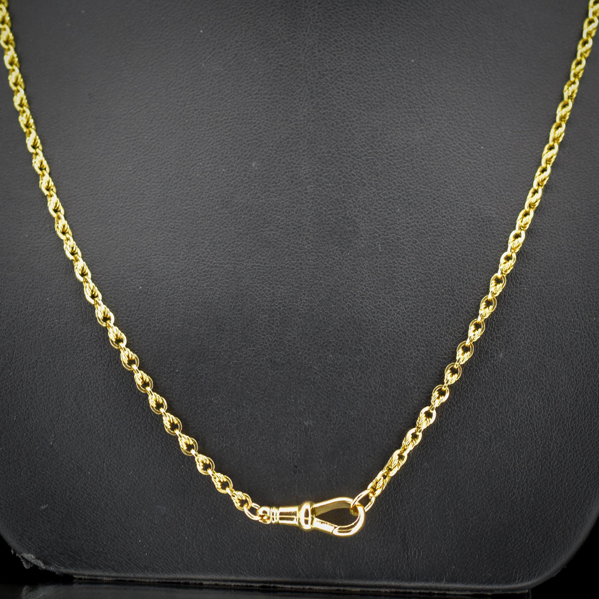 Antique 9ct Gold Love Knot Link Chain Necklace with Dog Clip | 20"