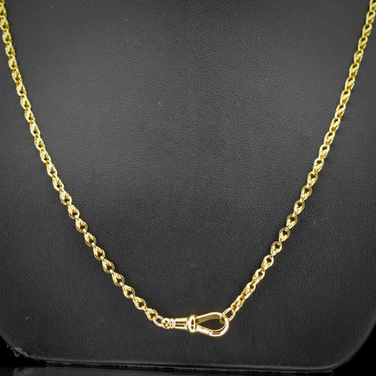 Antique 9ct Gold Love Knot Link Chain Necklace with Dog Clip | 20"