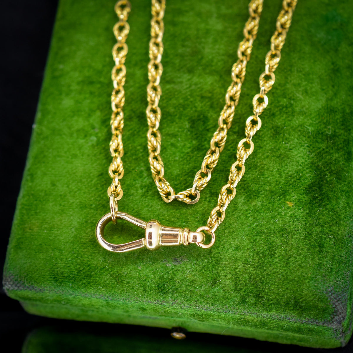 Antique 9ct Gold Love Knot Link Chain Necklace with Dog Clip | 20"