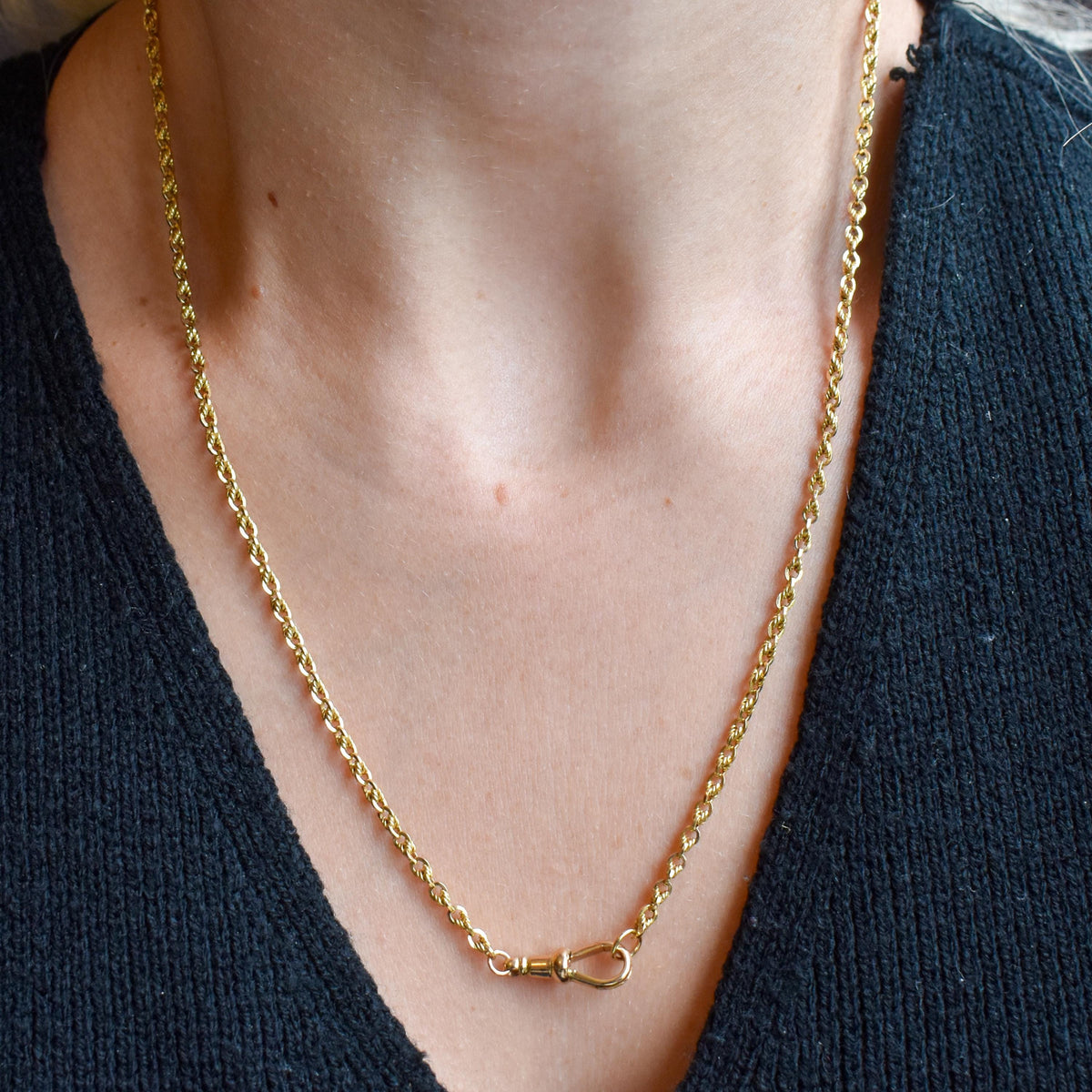 Antique 9ct Gold Love Knot Link Chain Necklace with Dog Clip | 20"